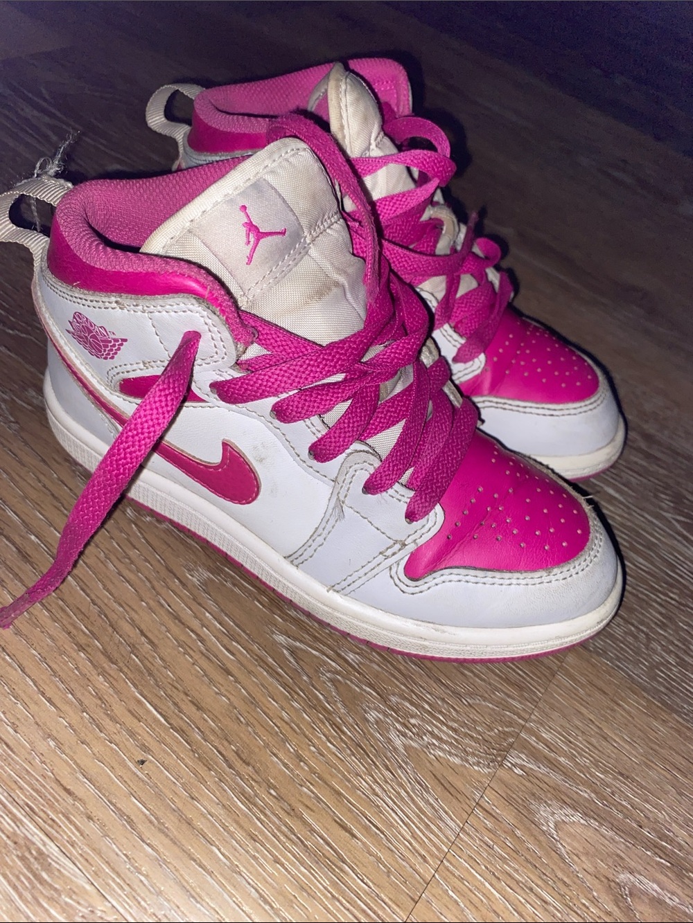 Jordan Kids White and Pink High-Top Sneakers